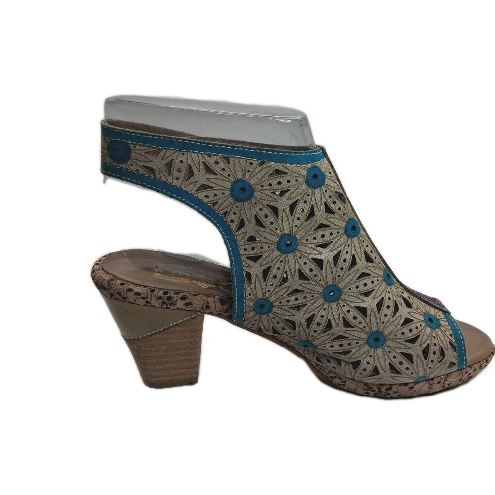 L'Artiste Spring Step Marjan Women’s Sz 38 7.5-8 Cutout Leather Heeled Sandals - Picture 5 of 11